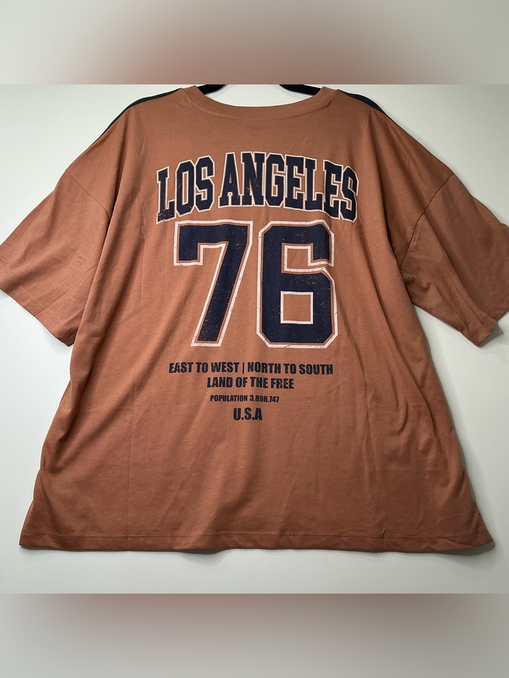 T-Shirt Size XL Short Sleeve Brown (clay) Los Angeles USA Land Of The Free - 76